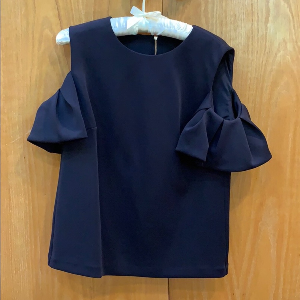 Ted Baker satiny ruffled sleeve top